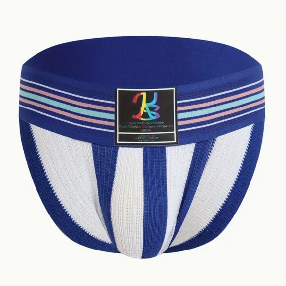 Karen Space Striped Briefs with Cotton Blend Blue Pink White XL Trans Colors - Picture 1 of 8